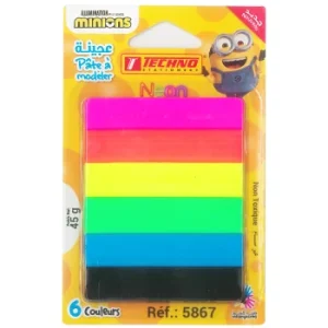 PATE A MODELER DE 6 COULEURS FLUORESCENTES LICENCE MINIONS "TECHNO" REF: 5867