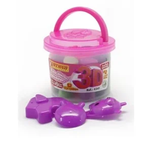 PATE A MODELER EN POT 12 COULEURS+2 MOULES ROSE "TECHNO" REF: 4341