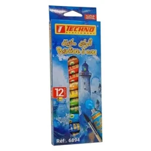 PEINTURE A EAU DE 12 COULEURS MOTIF STANDARD BLEU "TECHNO" REF: 6894
