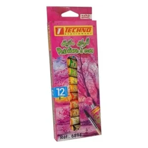 PEINTURE A EAU DE 12 COULEURS MOTIF STANDARD ROSE "TECHNO" REF: 6894