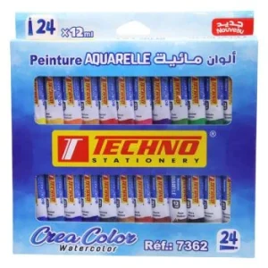 PEINTURE AQUARELLE 24x12 ML CREA COLOR "TECHNO" REF: 7362