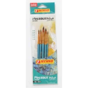 PINCEAUX EN BOIS SOUS CARTE DE 05 PIECES ROND "TECHNO" REF: 4645