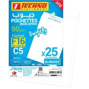 POCHETTES BLANCHES ADHESIVES "TECHNO"