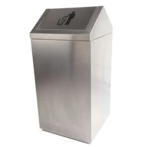 POUBELLE CARREE COUVERCLE BASCULANT 43 L EN INOX TECHNO REF: 8013