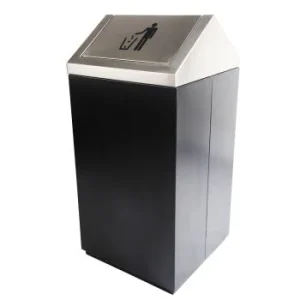 POUBELLE CARREE COUVERCLE BASCULANT 43 L EN METAL NOIRE TECHNO REF: 8014