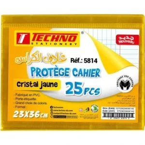 PROTEGE CAHIER 36x23 cm CRISTAL JAUNE "TECHNO" REF: 5814