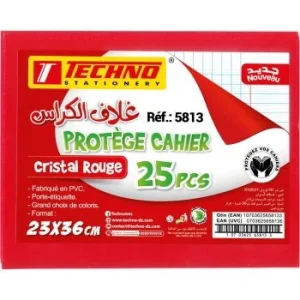 PROTEGE CAHIER 36x23 cm CRISTAL ROUGE "TECHNO" REF: 5813