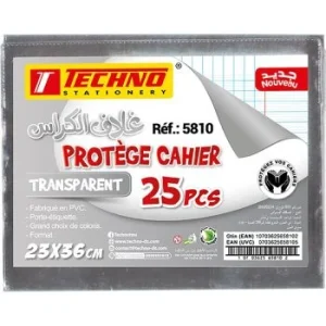 PROTEGE CAHIER 36x23 cm CRISTAL TRANSPARENT "TECHNO" REF: 5810