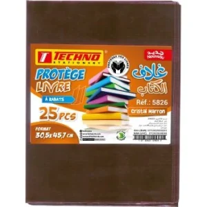 PROTEGE LIVRE A 02 RABATS 45.7x30.5 cm CRISTAL MARRON "TECHNO" REF: 5826