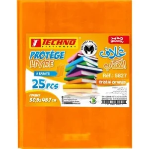 PROTEGE LIVRE A 02 RABATS 45.7x30.5 cm CRISTAL ORANGE "TECHNO" REF: 5827