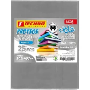 PROTEGE LIVRE A 02 RABATS 45.7x30.5 cm CRISTAL TRANSPARENT "TECHNO" REF: 5820