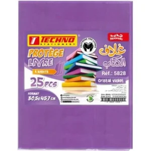 PROTEGE LIVRE A 02 RABATS 45.7x30.5 cm CRISTAL VIOLET "TECHNO" REF: 5828