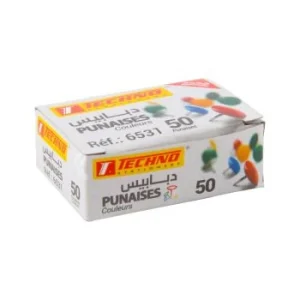 PUNAISES EN COULEURS BOITE DE 50 PCS "TECHNO" REF: 6531