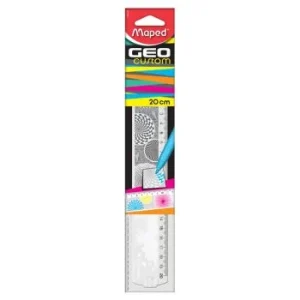 REGLE PLATE GEOCUSTOM 20CM SOUS BLISTER BLANC "MAPED" REF: 254120