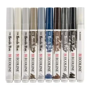 SET BRUSH PENS 10 COULEURS GRIS "ECOLINE" REF: 11509805