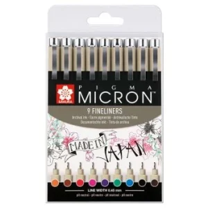 SET DE 9 FINELINERS COULEUR PIGMA MICRON 05-0.45mm "SAKURA" REF: POXSDK059