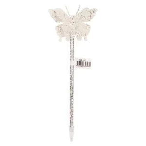 STYLO FANTAISIE PAPILLON CORPS ARGENTE "TECHNO" REF: 5357