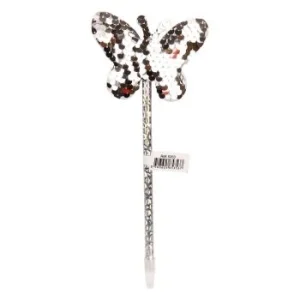 STYLO FANTAISIE PAPILLON PAILLETÉ ARGENTE "TECHNO" REF: 5353