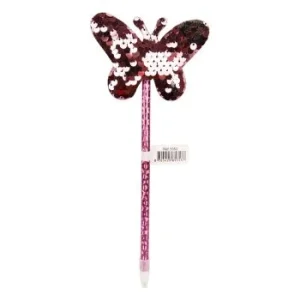 STYLO FANTAISIE PAPILLON PAILLETÉ ROSE "TECHNO" REF: 5353