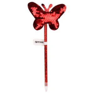 STYLO FANTAISIE PAPILLON PAILLETÉ ROUGE "TECHNO" REF: 5353