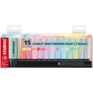 SURLIGNEUR BOSS PASTEL DESKSET DE 15 PCS "STABILO" REF: 7015-02-5