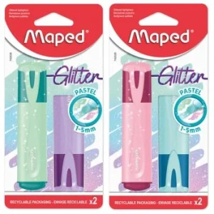 SURLIGNEUR PASTEL GLITTER POCHETTE CARTON DE 2 PCS "MAPED" REF: 742028