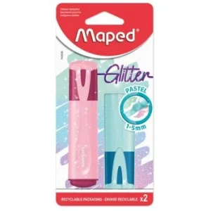 SURLIGNEUR PASTEL GLITTER POCHETTE CARTON DE 2 PCS ROSE & BLEU "MAPED" REF: 742028