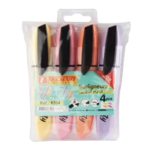 SURLIGNEUR PASTEL NICETY POCHETTE DE 4 COULEURS "TECHNO" REF: 6304