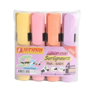 SURLIGNEUR PASTEL SHOW POCHETTE 4 COULEURS "TECHNO" REF: 6401