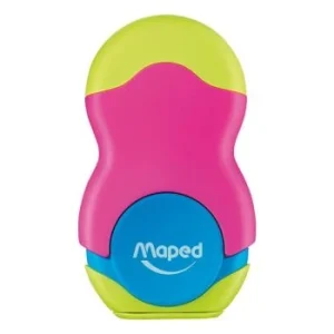 TAILLE-CRAYONS GOMME LOOPY COLORFUL 1 TROU ROSE VERT "MAPED" REF: 049121