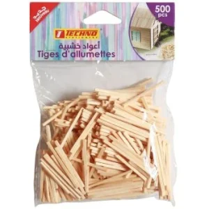 TIGES EN BOIS 2mmx42mmx2mm PAQUET DE 500 PIECES "TECHNO"