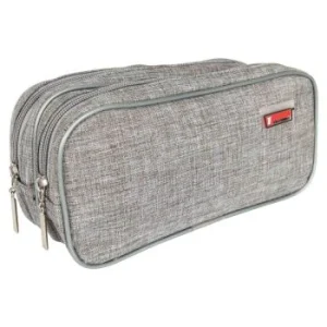 TROUSSE ECOLIER 2 COMPARTIMENTS GRIS CLAIR "TECHNO" REF: 4854