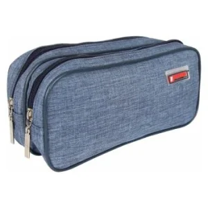 TROUSSE ECOLIER 2 COMPARTIMENTS GRIS FONCE "TECHNO" REF: 4854