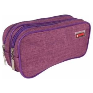 TROUSSE ECOLIER 2 COMPARTIMENTS ROSE FONCE "TECHNO" REF: 4854