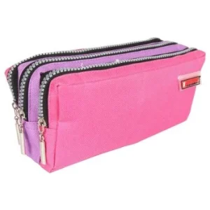 TROUSSE ECOLIER TRIPLE COMPARTIMENT ROSE "TECHNO" REF: 4855