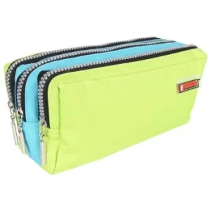 TROUSSE ECOLIER TRIPLE COMPARTIMENT VERT "TECHNO" REF: 4855